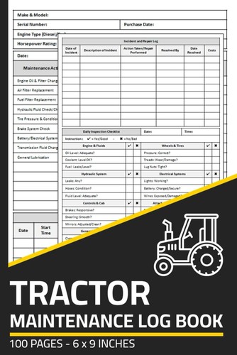 Tractor maintenance log book - tractor,
