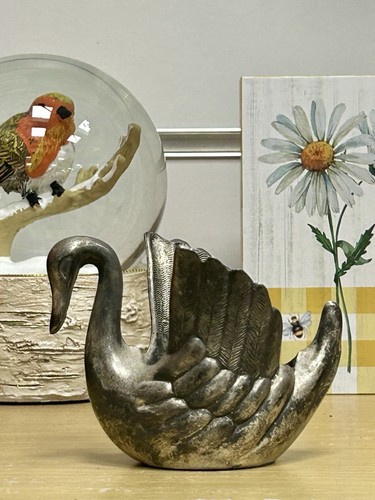 Silver plated swan candle - silver-plated,