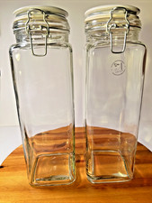 2 BIG 13.25" TALL SQUARE glass