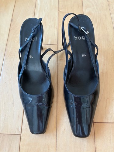 Hogl black patent slingback