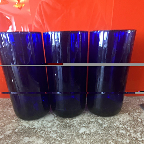 Set 3blue glass - set, of