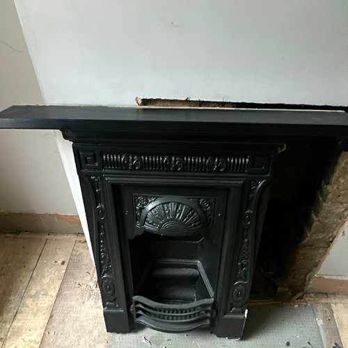 Black cast iron fireplace - black,