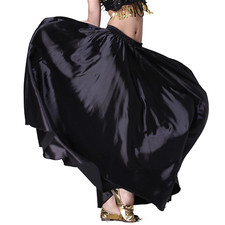 Full Circle Satin Skirt Belly Dance Costume Tribal Dancer Fancy Swing Long Skirt