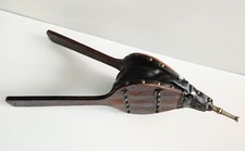 🍀Vintage Large Side Bellow Wood Leather & Metal Fireplace Blower 62/20/12 Cm