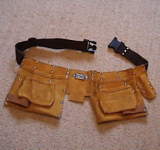 11 Pockets Leather Tool Belt - DIY Tool Pouch Hammer Loops Electrician Plumber