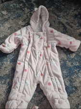 M&S Bunny Patterned  Baby Snowsuit 0-3 Months Never Worn Without Tags