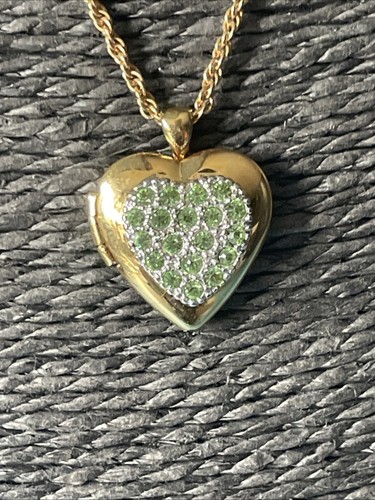 Gold tone green rhinestone - gold,