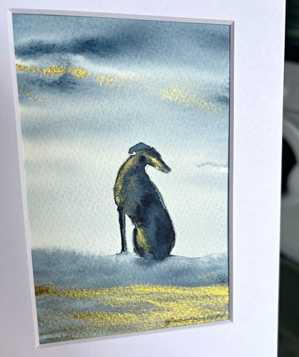 Greyhound dog watercolour - greyhound,
