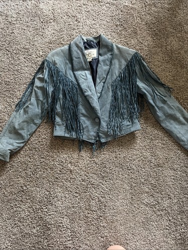 Blue genuine leather jacket - genuine,