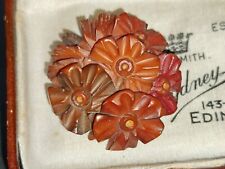 Hand Carved Bakelite Floral bouquet cluster Vintage brooch