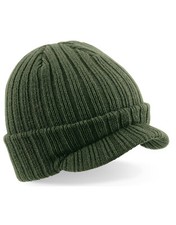 Beechfield Army PEAKED BEANIE Hat Mens Womens Winter Woolly Ribbed Beenie Cap
