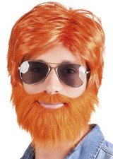 Mens Leprechaun Ginger Wig and Beard Set Ireland Fancy Dress Fake Beard