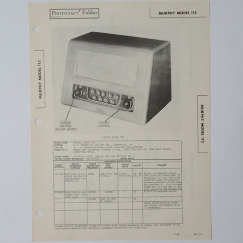 Murphy model 112 table - murphy, am