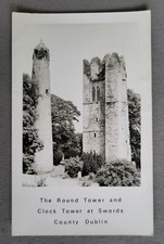 Vintage Postcard Unposted Round Tower and Clock Tower at Swords County Dublin