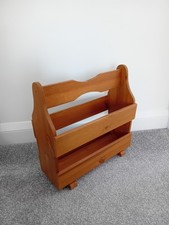 Solid Pine Magazine Newspaper Rack. VGC. 37cm x 37cm
