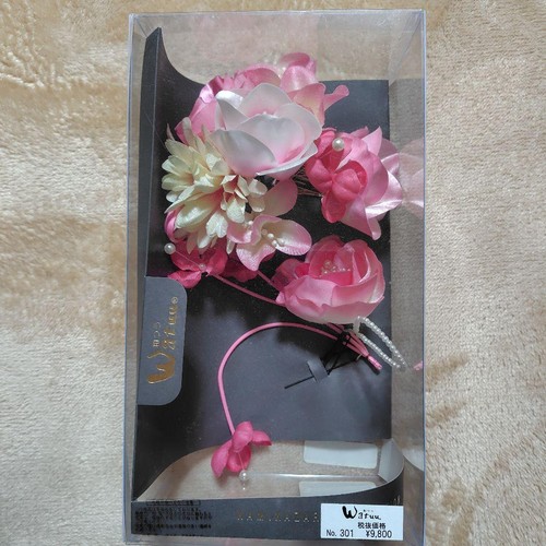 Pink flower kanzashi - kanzashi, hair