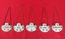 5x Vintage DECANTER Label GIN WHISKY PORT ROYAL ADDERLEY  Bone china UK seller