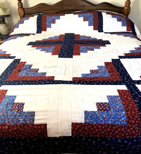 Log cabin quilt top attached - cabin,