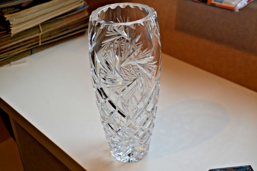 Heavy cut glass - vase,