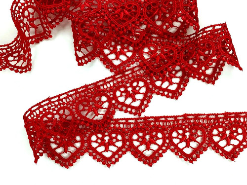 Red dainty hearts - dainty, guipure