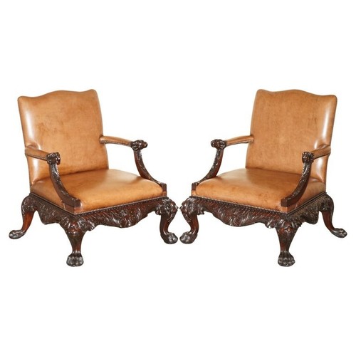 Fine pair brown leather - pair,