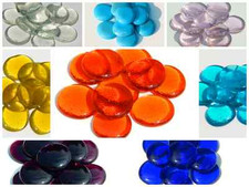 6 x Extra Large Glass Pebbles / Gems / Stones - Various Colours Approx 30-40mm 