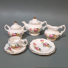 Miniature Bone China Tea Set Floral Decoration