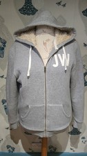 thick grey faux fur lined jersey zip hoodie, Varsity Tank Tour, Jack Wills, L