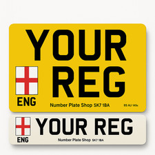 11 x 8 Square Rear Yellow Number Plate English Flag 4x4 Trailer MOT Road Legal