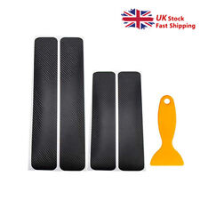 4x Car Black Carbon Fiber Scuff Plate Door Sill Cover Panel Step Protector Guard