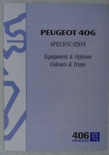 Peugeot 406 Specification Brochure 1996 - L, LX, SRi, GLX, Executive - Petrol/Di