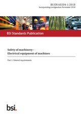 BS EN 60204-1:2018 Safety of machinery:   Electrical equipment of machines