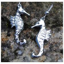 Highly Polished Pewter Seahorse Earrings - Made in Cornwall - Gift Boxed