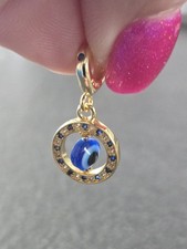 Silver Rotating Protective Evil Eye Charm + FREE BRACELET 18k Gold Plated UK