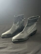 Schuh Black Real Leather Zip Up Ankle Boots Size Uk 4 Eu 37