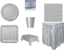 Solid Colour Party Plates Napkins Tablecovers Tableskirts Cups 17 colours+ Clear