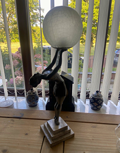 Art deco figurine table lamp - art,