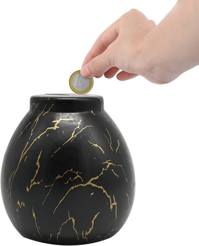 Black ceramic money pot - ceramic,