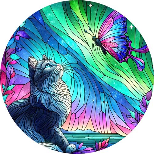 Stained glass cat aurora - stained,
