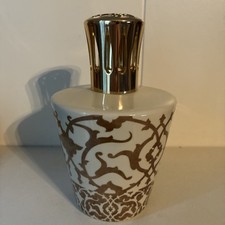 Beautiful Lampe Berger Fragrance Lamp 7” Cream and Gold Scroll Porcelain 