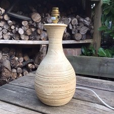 Old Vintage Possibly Grayshott Studio Pottery Beige Glazed Ceramic Table Lamp