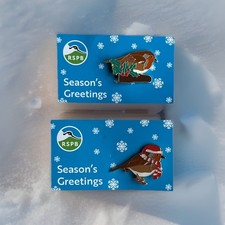 RSPB Pin Badges -x2 CHRISTMAS