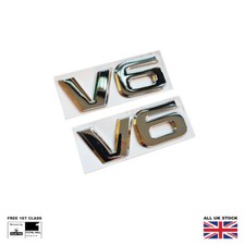 V6 Chrome Metal Wing Badges