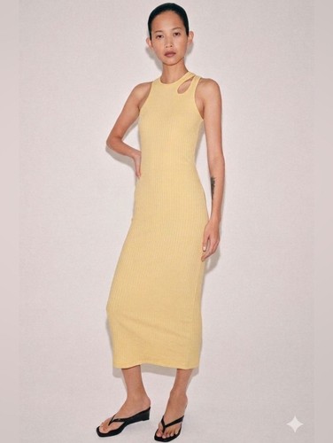 Zara ribbed midi dress - zara, pale
