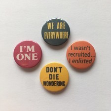 4 Lesbian Badges, Vintage Remake Gay LGBT Ominous Buttons, Queer LGBTQ Pride Pin