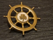 Vintage Lucky Shamrock Mother of Pearl Ship Steering Wheel Badge