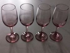 Set Of 4 Vintage Pink 250ml Wine Glasses