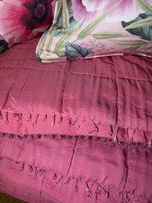 Laura Ashley Pink Mia Bedspread Throw Blanket Beaded Quilted