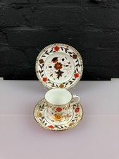 Royal Crown Derby Asian Rose Gadroon A962 Coffee Trio Cup Saucer Side Plate Set