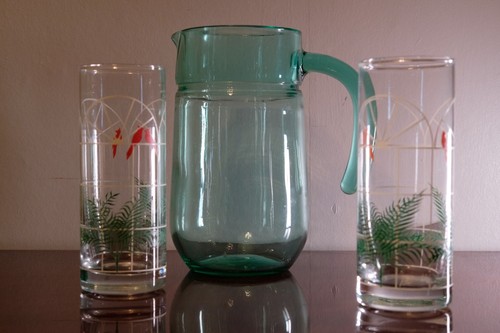 Green glass pitcher - green,